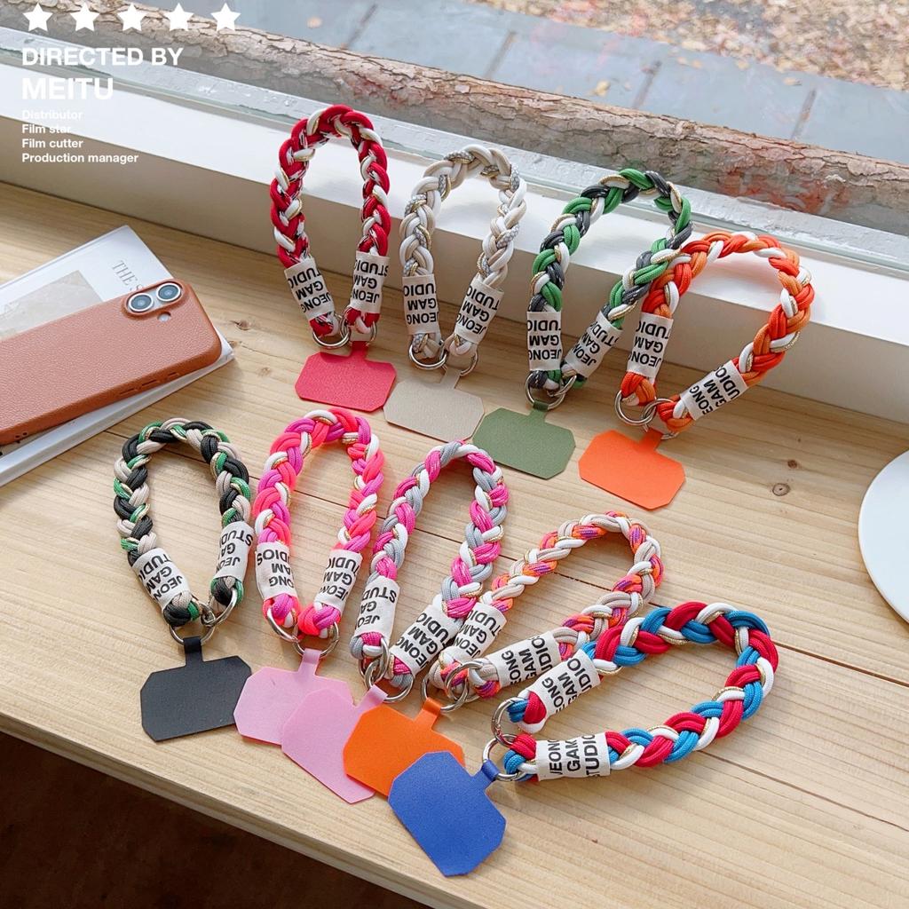 Cute Coloful Knitted Gold Wire Lanyard Phone Strap Keycord Hanging Trousers Accessories Stylish Anti-loss Keychain Wrist Rope