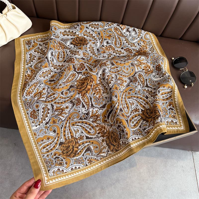 New Cashew Print Female Neck Scarf Cotton Linen Feeling Women Hair Scarves Foulard Head Band Shawls Wraps Neckerchief Bandana