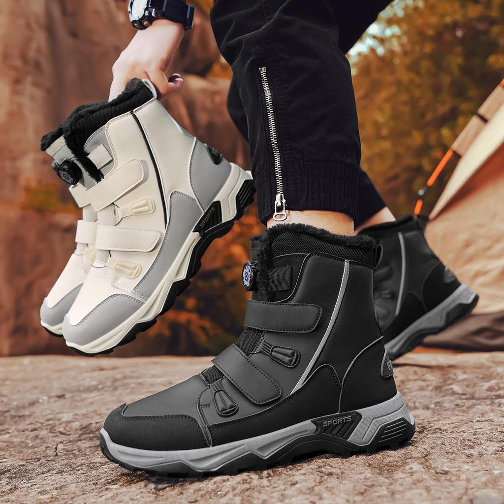 Women Winter Plus Snow Boots Men Medium Warm High Top Cotton Shoes Large Antiskid Solid Color