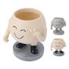 Flower Pot Cute Smile Standing Succulent Flowerpot Fadeless Resin Plant Pot for Garden Courtyard Caf