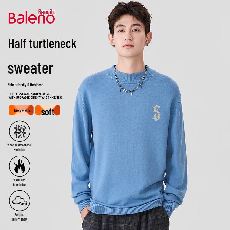 Baleno Men's Mock Neck Heavyweight Knit Sweater