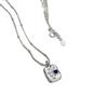 Su Chuang S925 Sterling Silver Grape Square Pendant Necklace with Blue Zirconia for Women, Korean Elegant Design.