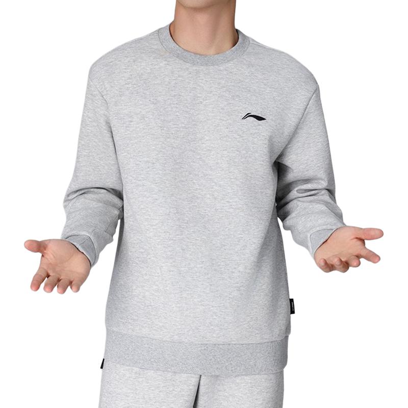 Li-Ning Cotton Skin-Friendly Wrinkle-Resistant Pilling-Resistant Versatile Ribbed Solid Basic Sports Casual Crew Neck Regular Sweatshirt ASWDVE4-12-2