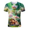 Summer New Rose Castle Colors Beautiful Personality Youth Trend 3D Digital Printing Round Neck Shirt Short Sleeve T-shirt
