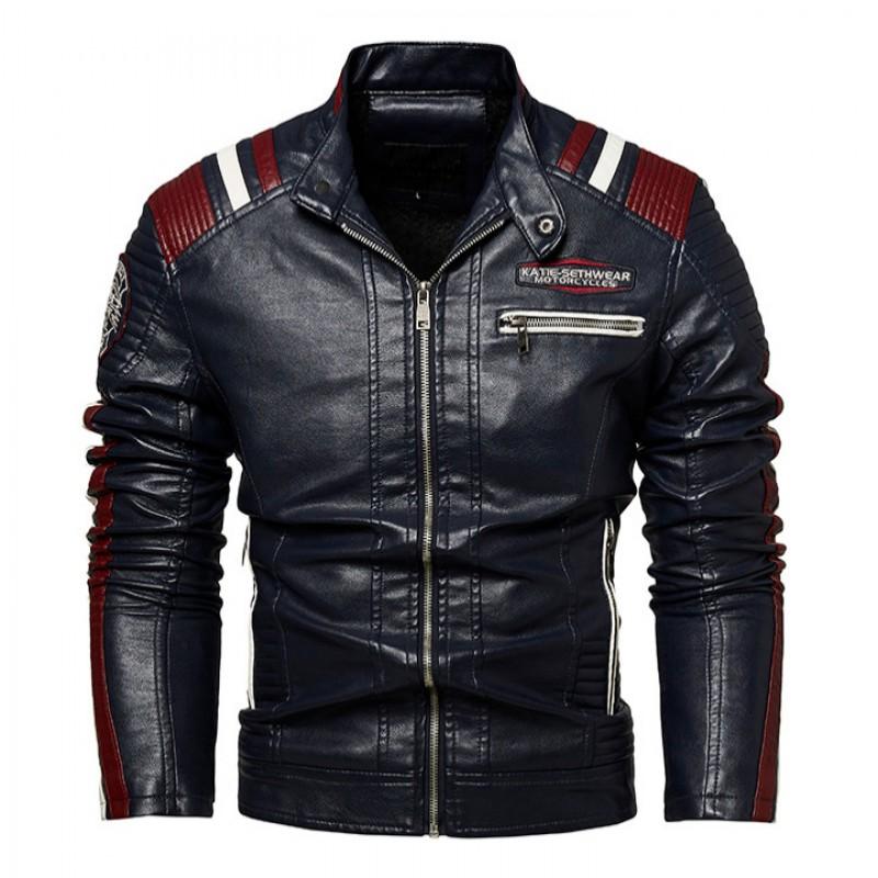 Mens Plus Size Color Block Biker