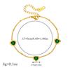 18K Gold Plated Green Heart Charm Bracelet, Dainty Emerald CZ Link Bracelet for Women, Elegant Jewelry