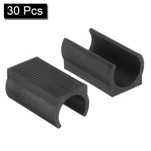 uxcell 30-Piece Set of Rectangular Non-Slip Chair Leg Caps for 19mm Metal Tube Legs and Wooden Floors, Plastic Furniture Protection Feet Glides, Black
