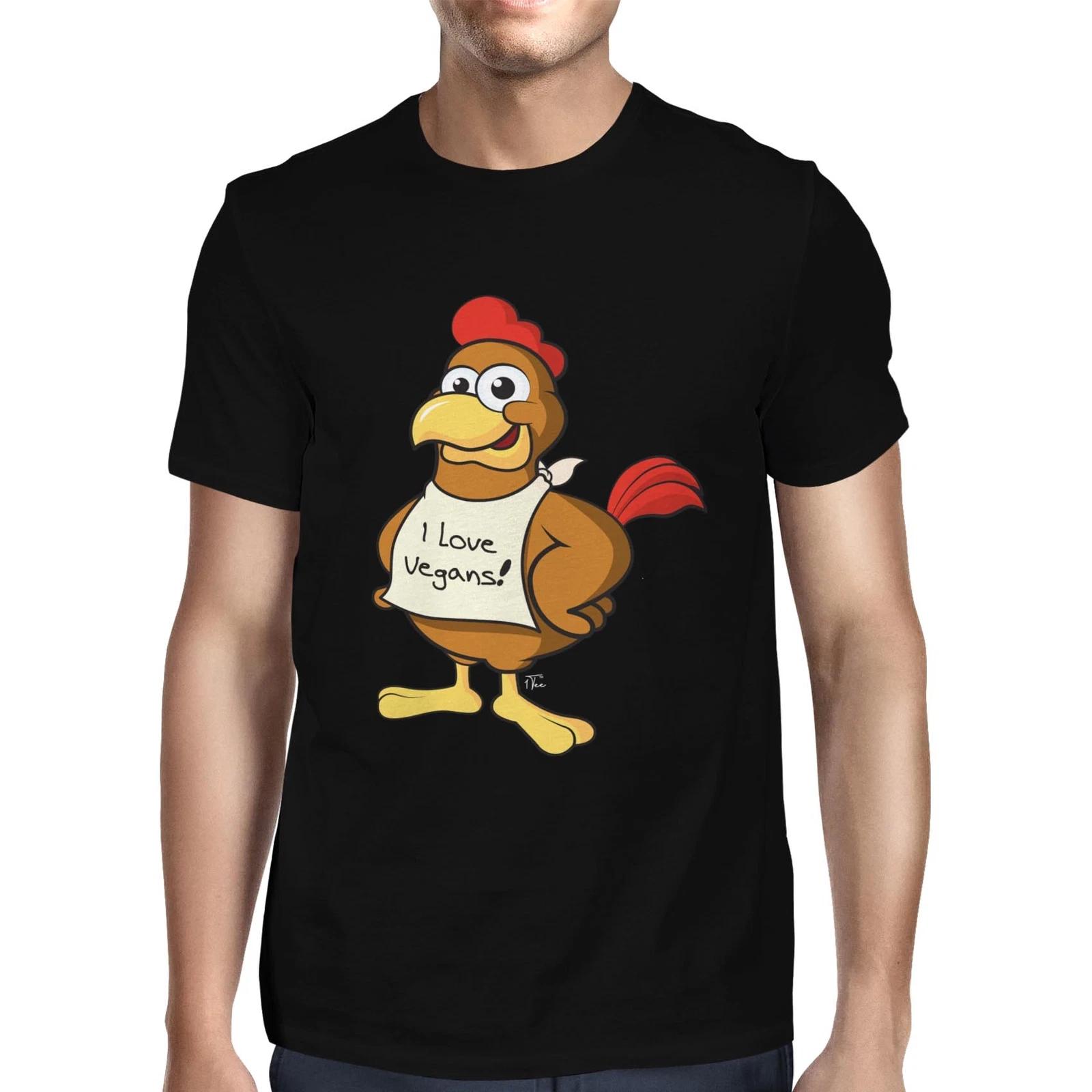1Tee Mens I Love Vegans, Chicken T-Shirt XXL