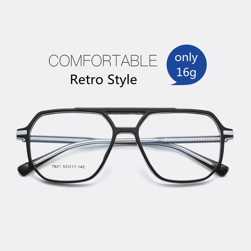 Transparent Double Beam Retro Flat Spectacles Myopia Glasses Frame Men And Women Trend Eyeglasses Optical Prescription Eyewear
