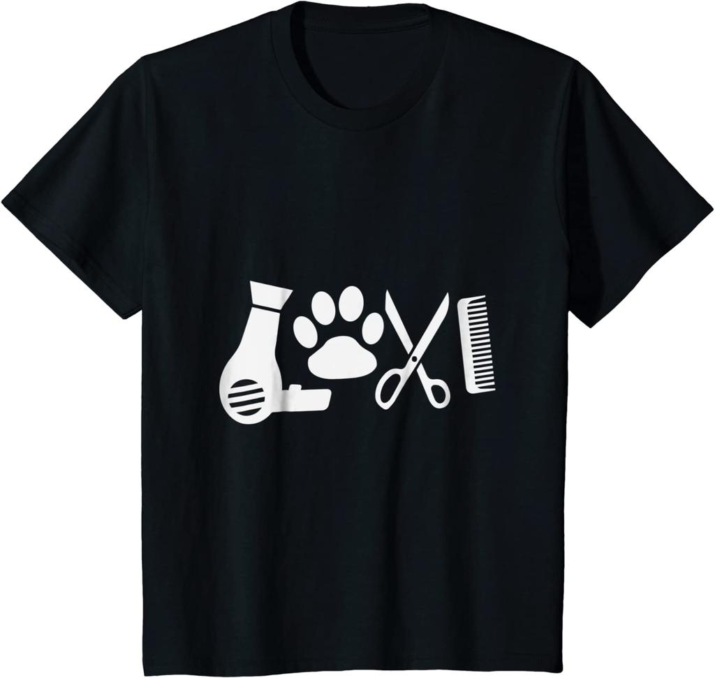 Dog Groomer Love T Shirt Dog Grooming Hairdryer Paw Scissors