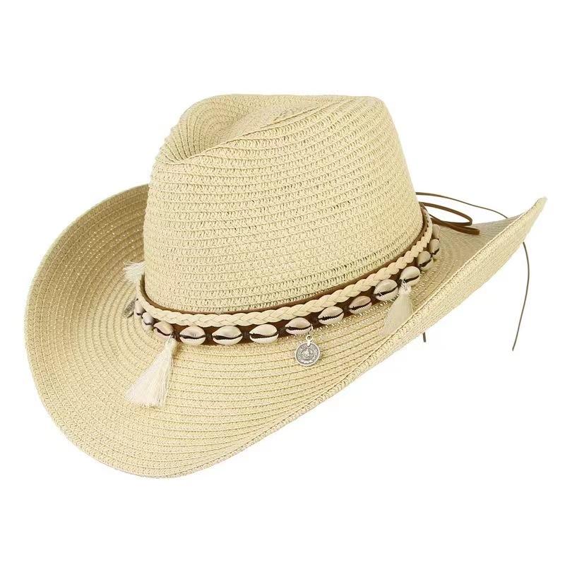 summer Straw Cowboy hat women Fashion cowgirl straw hat solid caps women summer cowboy Sunshade Jazz Hat Panama men sun hat