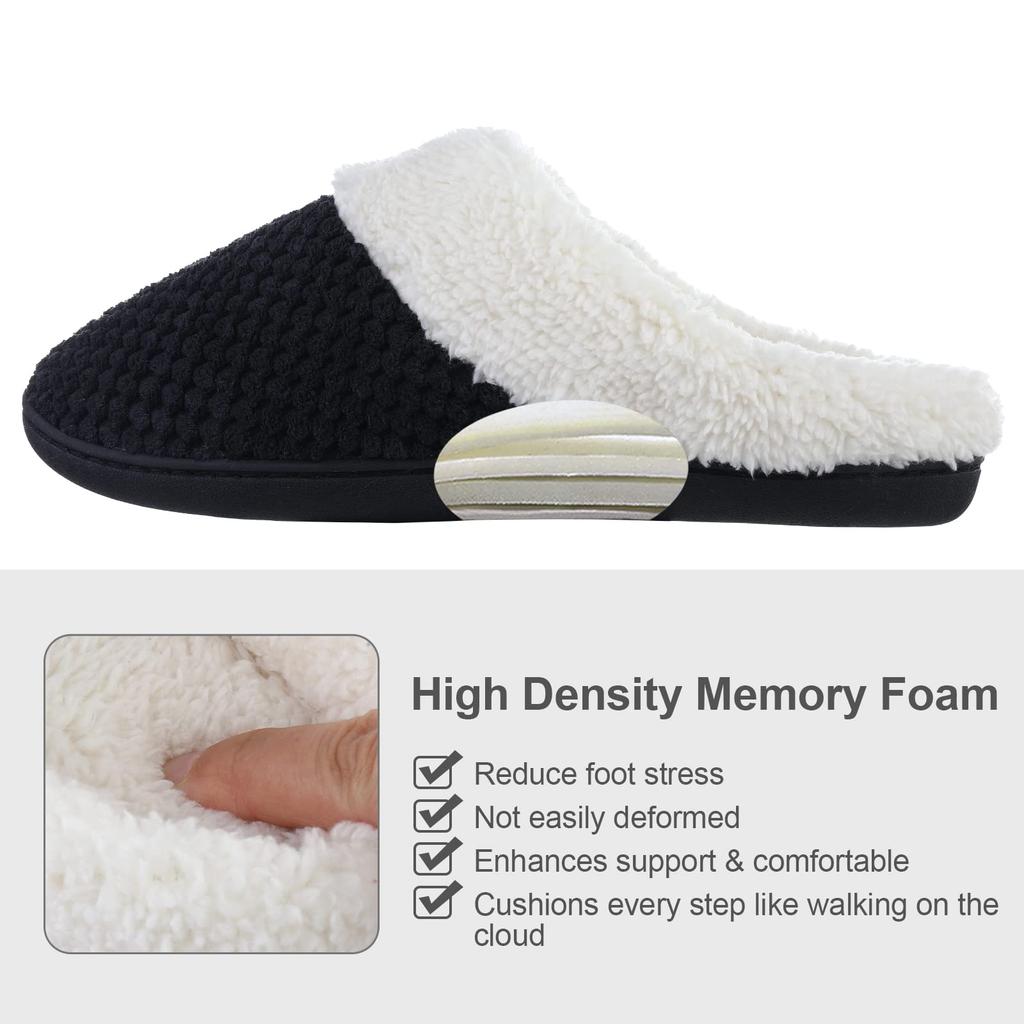 Fashion Shevalues Winter Plush Lining House Slippers For Women Fuzzy Cozy Indoor Slides Warm Non-slip Waffle Fur Unisex Cotton Slippers