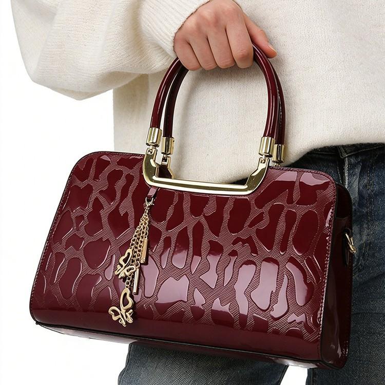 Women's Handbag New Patent Leather Stone Pattern Shoulder Bag, High-end Sense, Large Capacity Bag, Daily Commuting Handbag