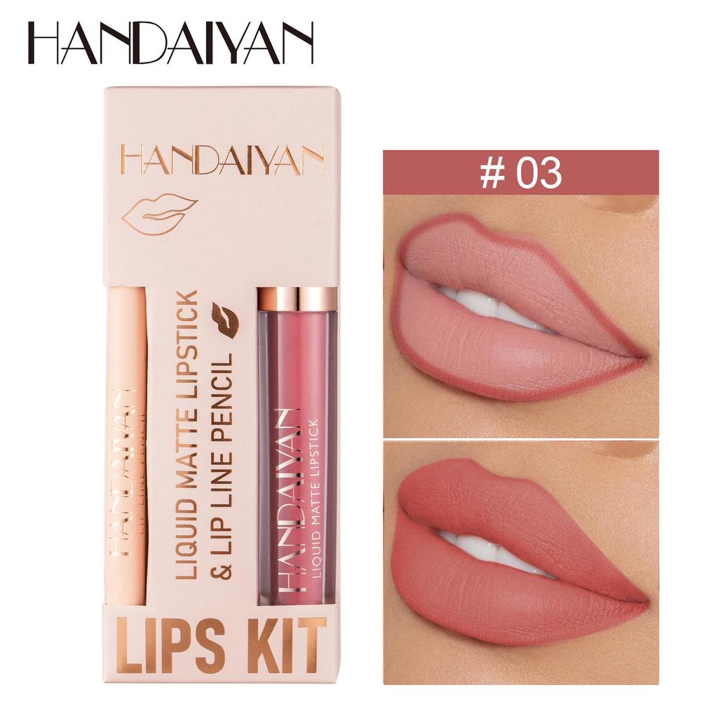 Matte Waterproof Lipstick, Gloss, and Lip Liner Set - Non-stick, Non-fading