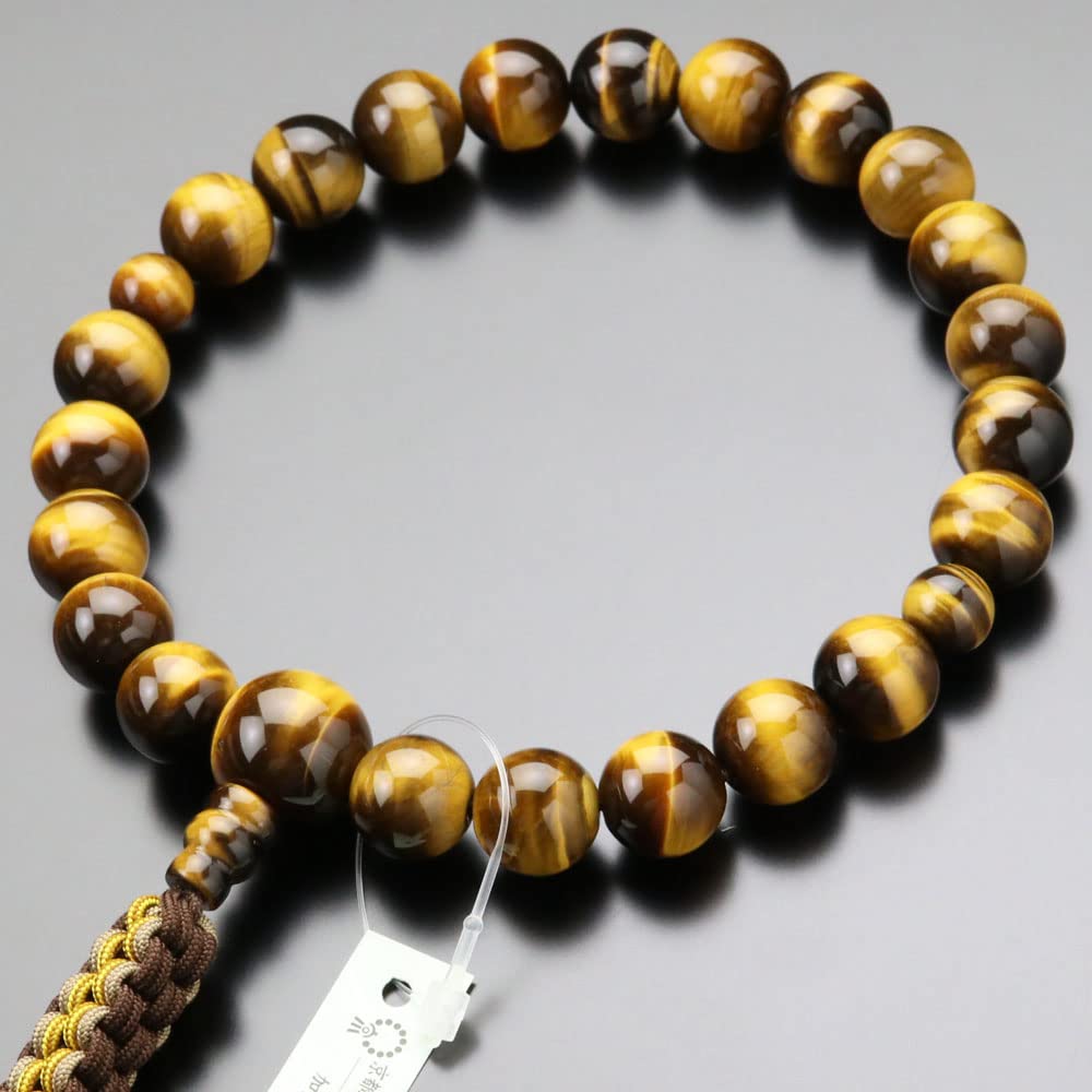 Jodo Shinshu Prayer Beads for Men 22 Beads Tiger Eye Stone String Prayer Kyoto Prayer Shinshu Tiger Eye Tiger Memorial Kyoto Buddhist My Prayer Beads