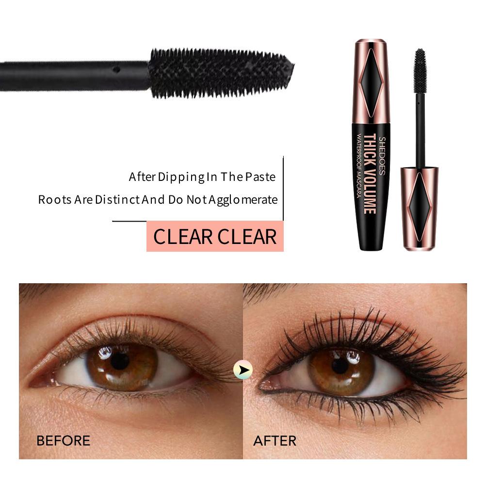 5D Waterproof Mascara Lengthens Eyelashes Extension Black Silk Fiber Mascara Female Makeup Cosmetic Waterproof Mascara