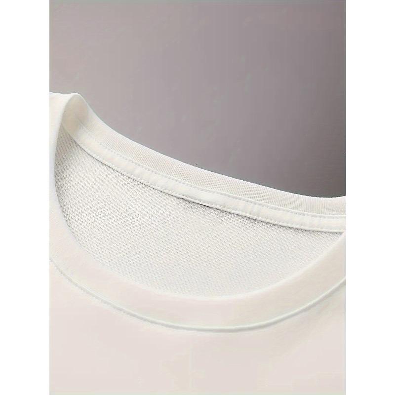 Printing Men's Round Neck Printed T-shirt, Short Sleeved Comfortable Loose Casual Top, Spring Summer Holiday Men's Clothing As A Gift