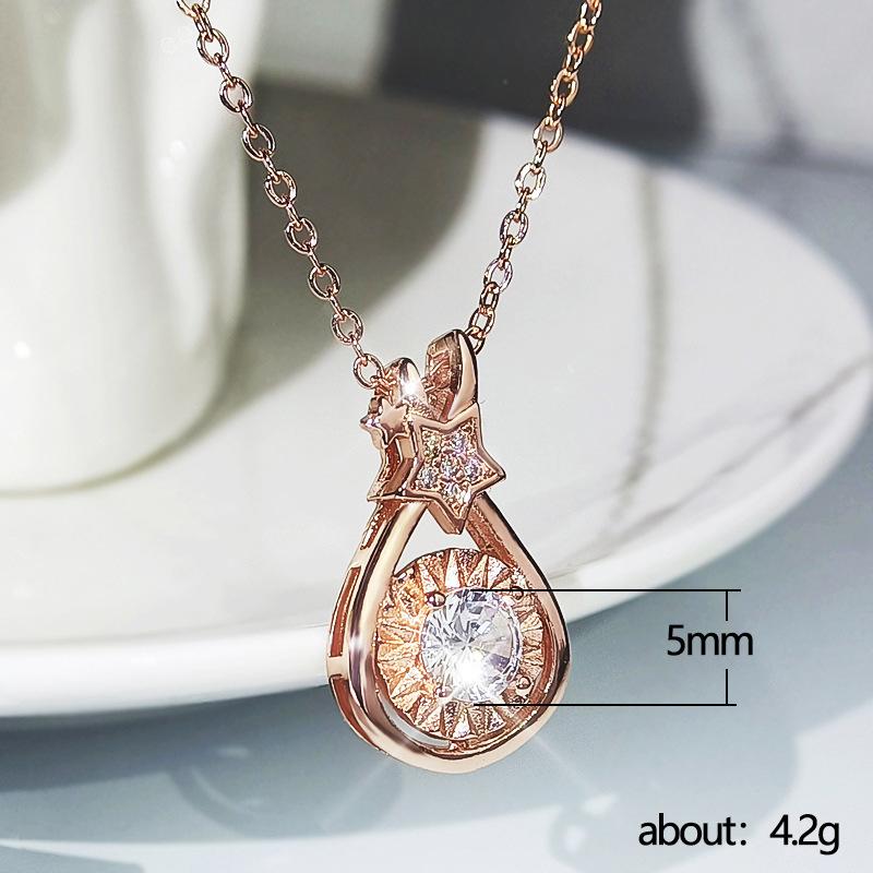 Item Jewelry, Creative Zircon Star Water Drop Pendant Necklace, Simple Women'S Collarbone Chain