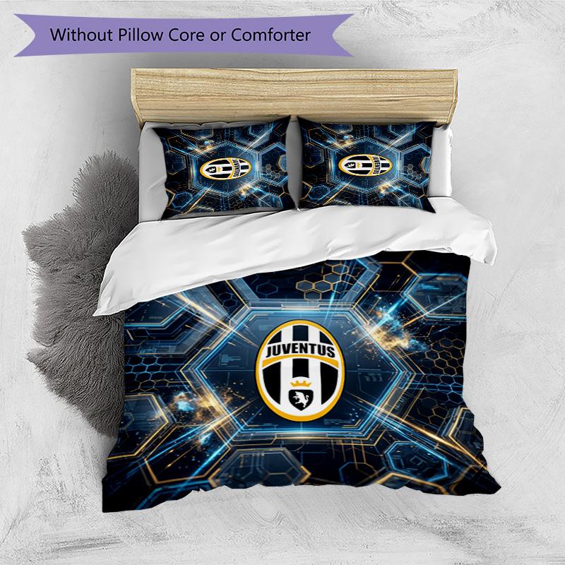 Set Biancheria da Letto 3 Pezzi con Stampa Pattern Juventus FC Morbido Delicato sulla Pelle Lavabile Copripiumino e Federe Set Stagione Unica Camera da Letto