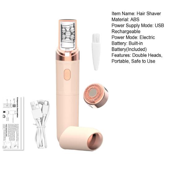 Aparat de ras electric cu capete duble, reîncărcabil prin USB, impermeabil, portabil, pentru bărbați, femei, față, corp, zonă bikini, braț, picior, îndepărtare păr, epilator, aparat de ras, trimmer
