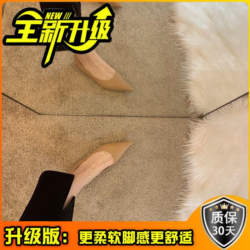 2025 New Comfortable Single Shoes Women's Autumn Princess Shoes Pointed Head Shallow Mouth Real Soft Leather Low Heel Grandma Sho
