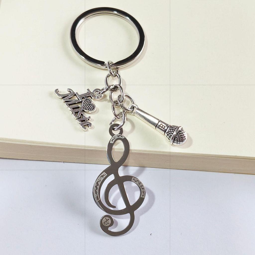 Stainless Steel Musical Note Keychain Pendant