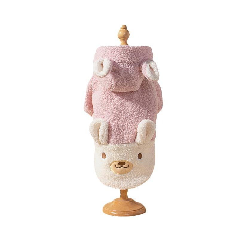 Autumn and winter anti-slip cute bear hooded cotton coat ferret pet clothing soft and comfortable dog clothes