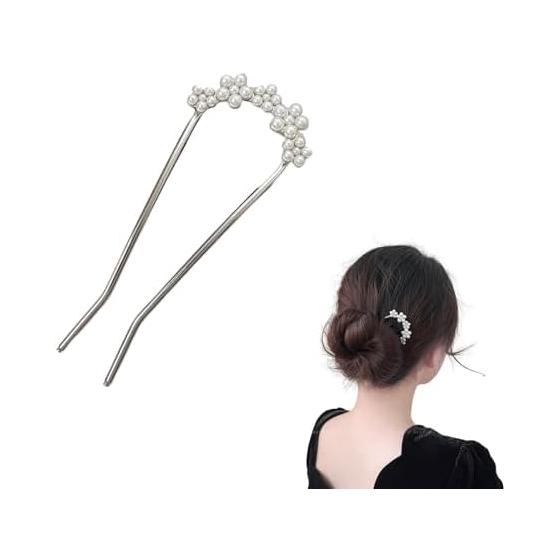 Kanzashi Hairpin Japanese Hair Accessory Pearl U-Comb Wedding Kimono Coming of Age Ceremony Recital 5-Flower Chain S