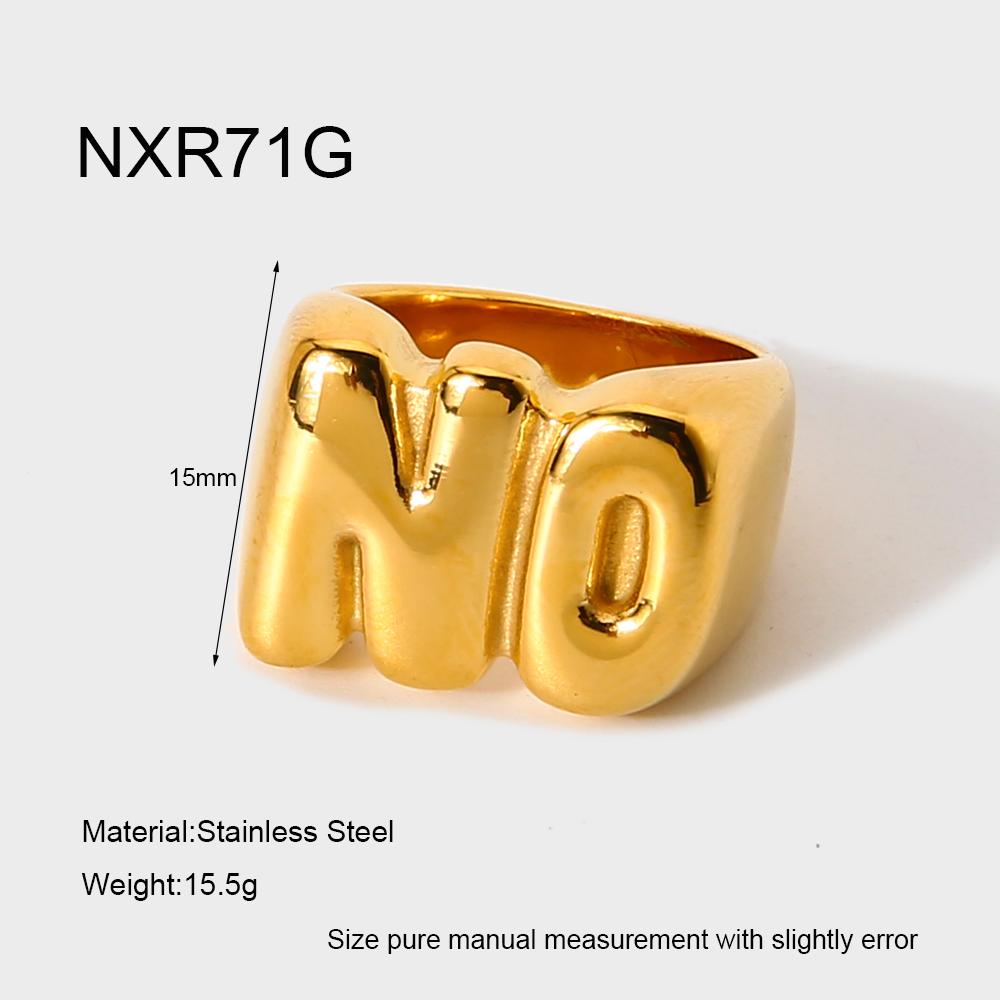 

New 18K Gold Plated Stainless Steel NO Bubble Letter Ring Ring with Stainless Steel Letter Women s Jewelry Gifts 8