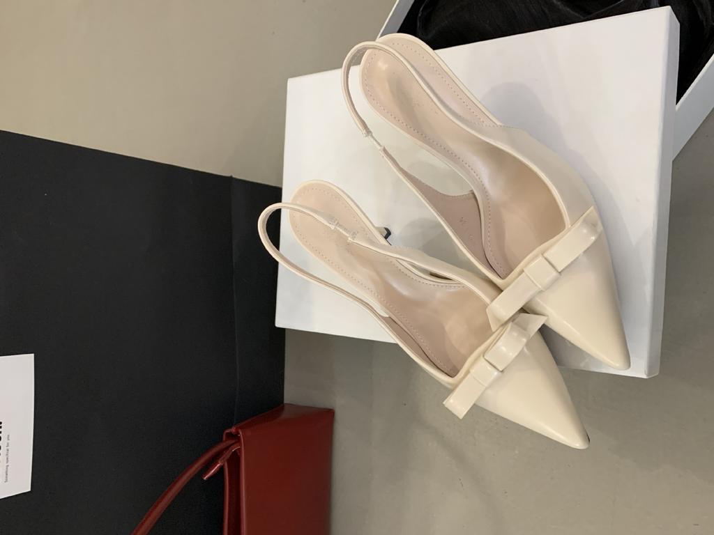 Women's Black Pointed Toe Thin Heel Open Back Bowknot French Style Vintage Style Office Sandals - Perfect for Daily Wear