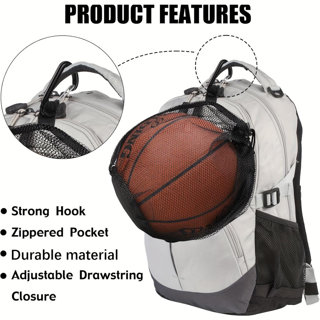 High-Quality Drawstring Sports Ball Net Bag Portable Foldable Storage Bag for Basketball Soccer Volleyball Water Polo (Bag Only)