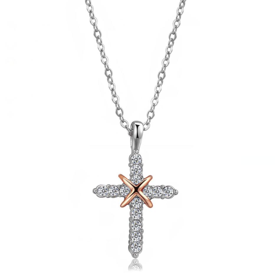 Cross Pendant Necklace For Women Iced Out Crystal Copper Plated Chain Collar Choker Necklace Christmas Zircon Fashion N456