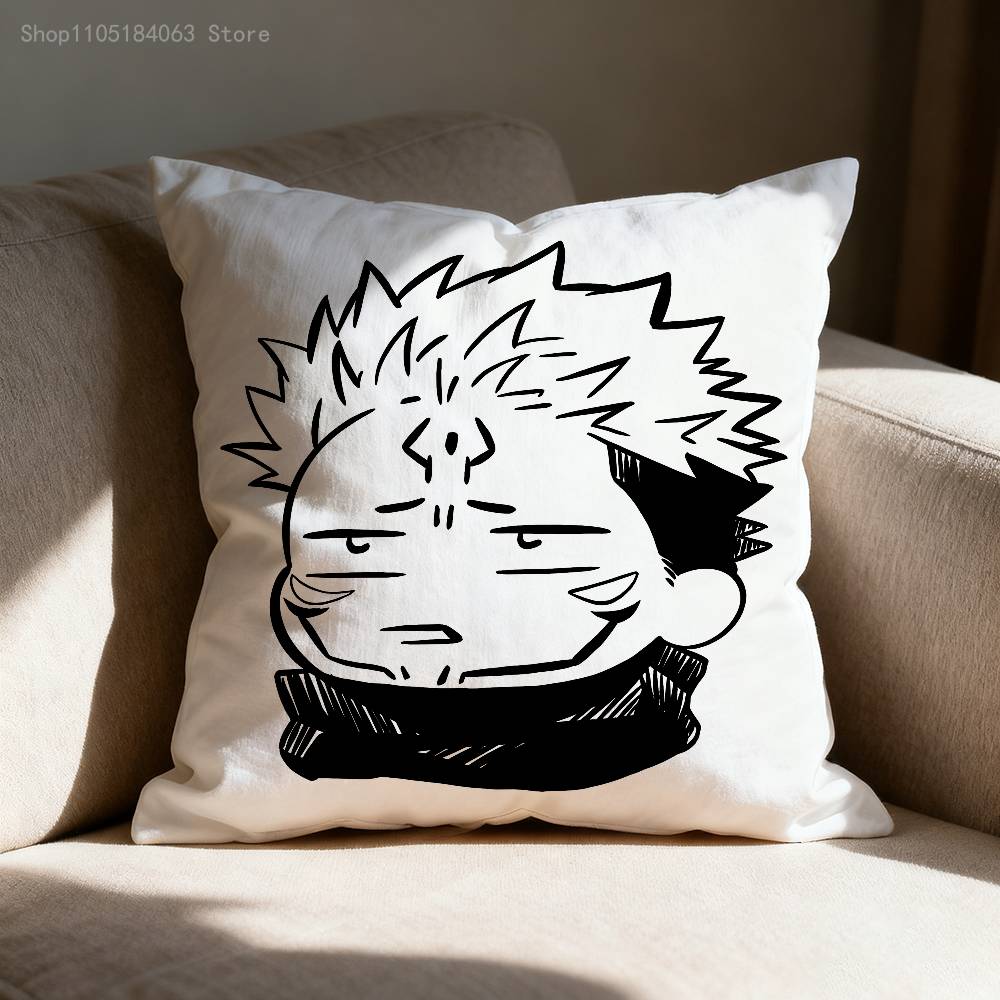 Рёмен Сукуна Милые Чиби Наволочки Спальня Гостиная Диван Домашний Декор Полиэстер Наволочка на Подушку с Молнией 40x40cm
