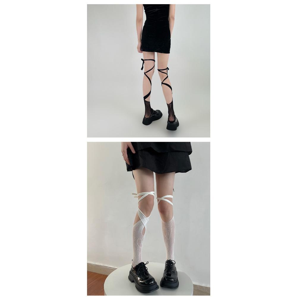 Lolita Socks Female Cute Japanese JK Cross Strap Calf Socks Hot Girl Personality Good Match Medium Tube Split Toe Socks