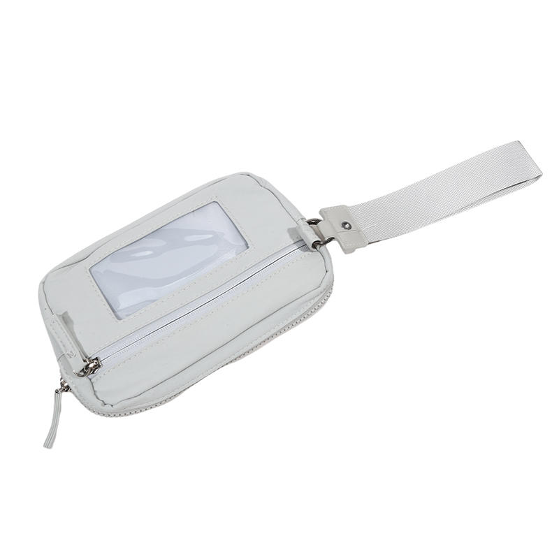 Women's Keychain Wallet The Wallet Zip Waterproof Nylon Card Wallet Pouch Wristlet Zip Card Case With Clear ID Window
