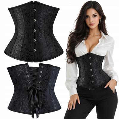 Luvu Black Laced Corset Modeling Wasp Waist Slimming Underbust L