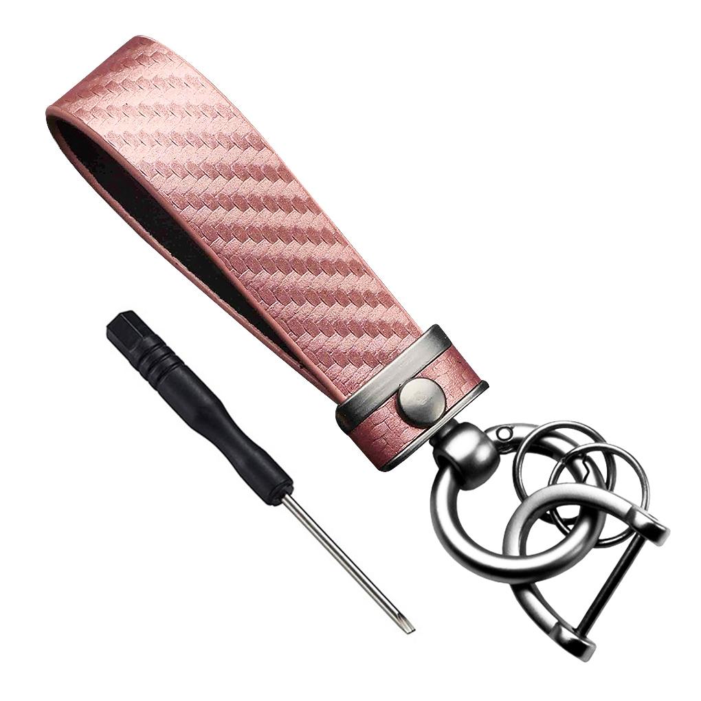 Automobile Key Chain Portable Anti-rust Detachable Solid Color Anti-lost Alloy Keychain Accessories with Screwdriver pink