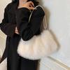 Women's Large Capacity Shoulder Bag Solid Color Plush Imitation Fur Handbag For Autumn And Winter Fashion