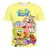 SpongeBob SpongeBob SpongeBob Cartoon Children Short-Sleeved T-Shirt 3-13 Years Old Boys Girls Pie Big Star Crab Boss Sandy Breathable Half-Sleeved Mi
