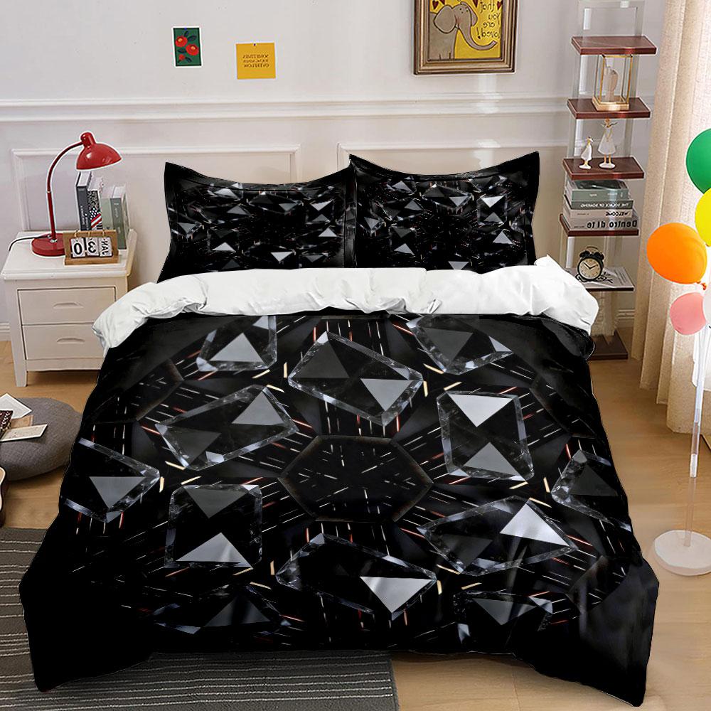 Crystal Geometric Decor Set Soft Comfortable Duvet Cover Bedding Set Included 1*Duvet Cover & 2*Pillowcases, Gift