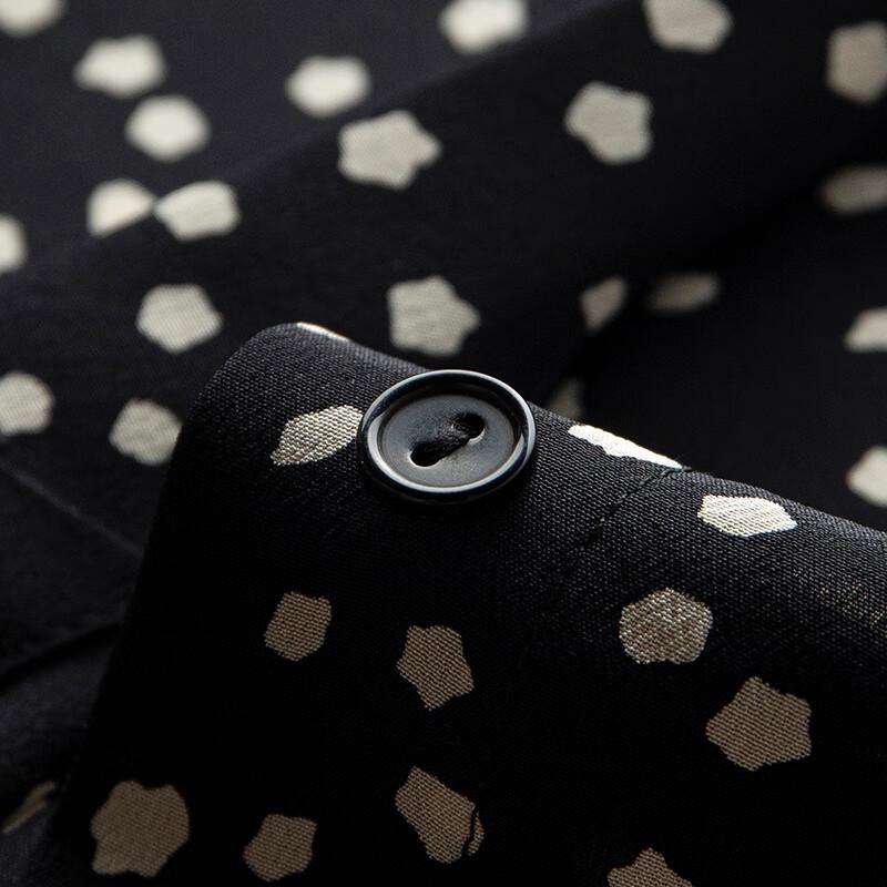 TUHUANG Women's 100% Silk Polka Dot Midi Dress