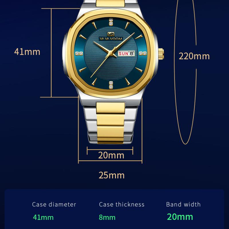 VA VA VOOM Business Men's Watch Calendar Quartz Waterproof Men's Watch