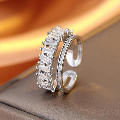 Unregelmäßiger Doppelschicht-Offener Ring für Damen - Stilvolles Nischendesign mit leichtem Luxus und Persönlichkeit für den Zeigefinger