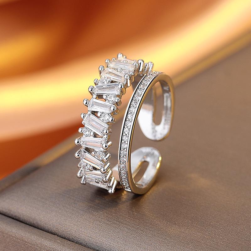 Irregular Double Layer Open Ring for Women - Stylish, Niche Design with Light Luxury and Personality for Index Finger
