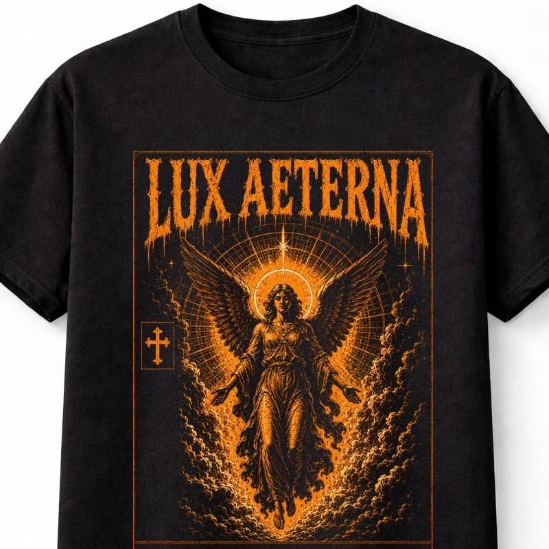 Lux Aeterna Eternal Light Angel Christian Faith Graphic Unisex TShirt S