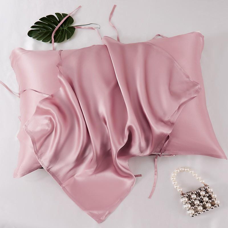 100% Pure Mulberry Silk Pillowcase With Tie - Soft Breathable Sleep Accessory Sensitive Skin