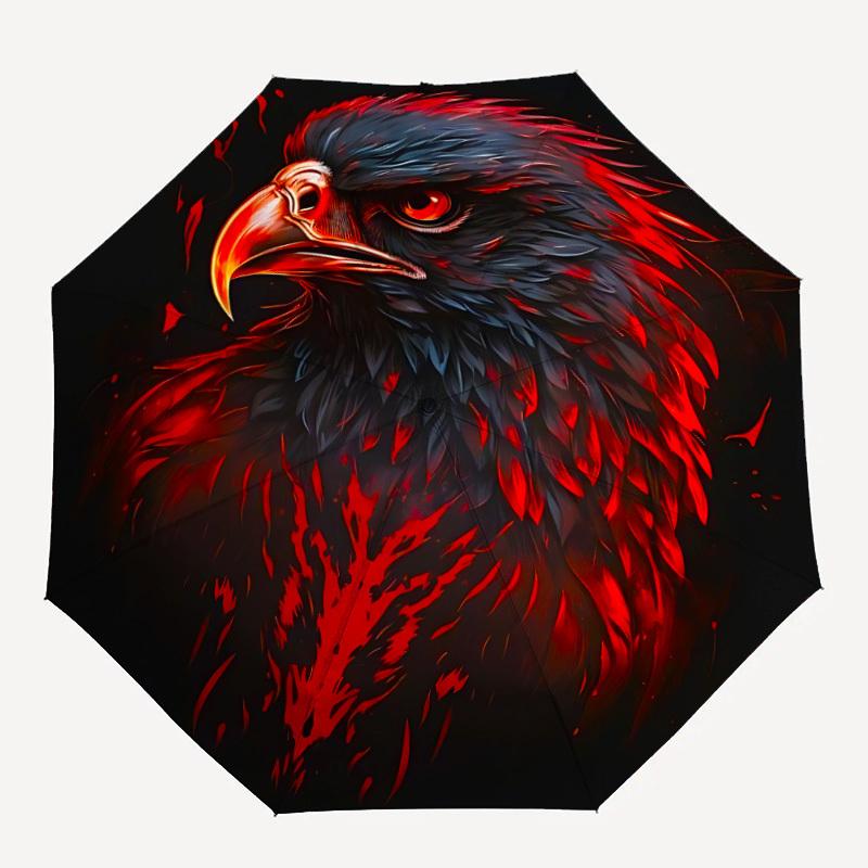 

1pc Eagle Flames Compact Travel Umbrella, Automatic Folding Lightweight Windproof 8-Bone Reinforced Design, Portable for Backpack Durable Ca
