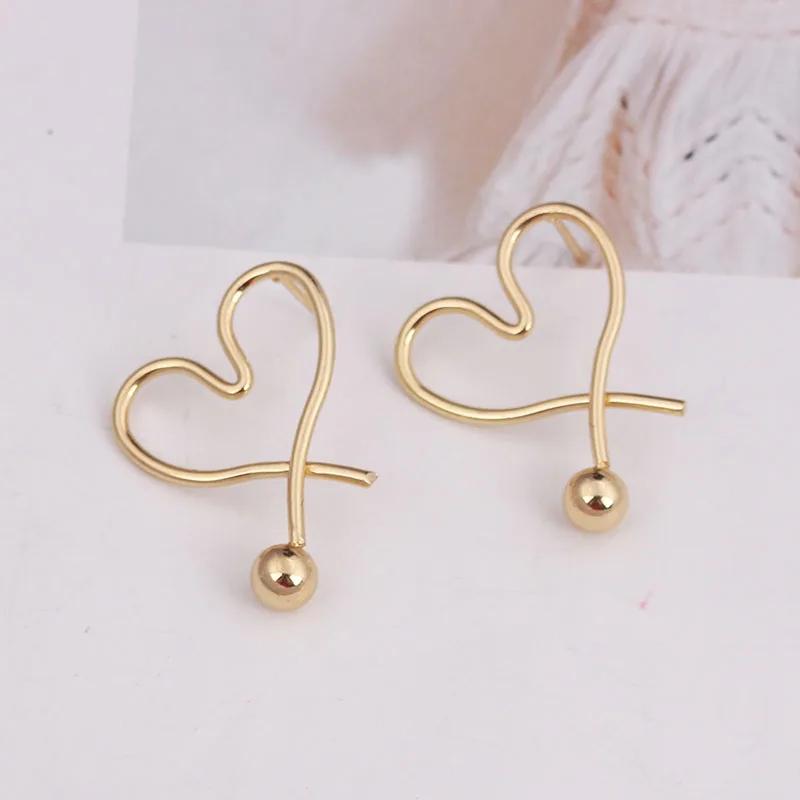 

Полые золотые серьги в форме сердца, круглые овальные металлические серьги-гвоздики, простые геометрические серьги для женщин, индивидуальные украшения Brincos Punk золотой