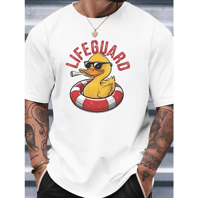 European Size Men'S Lifeguard T-Shirt. A Printed Tee Designed for Basketball Practice. This Crewneck, Short-Sleeve Shirt Perfect for Trendy Streetwear