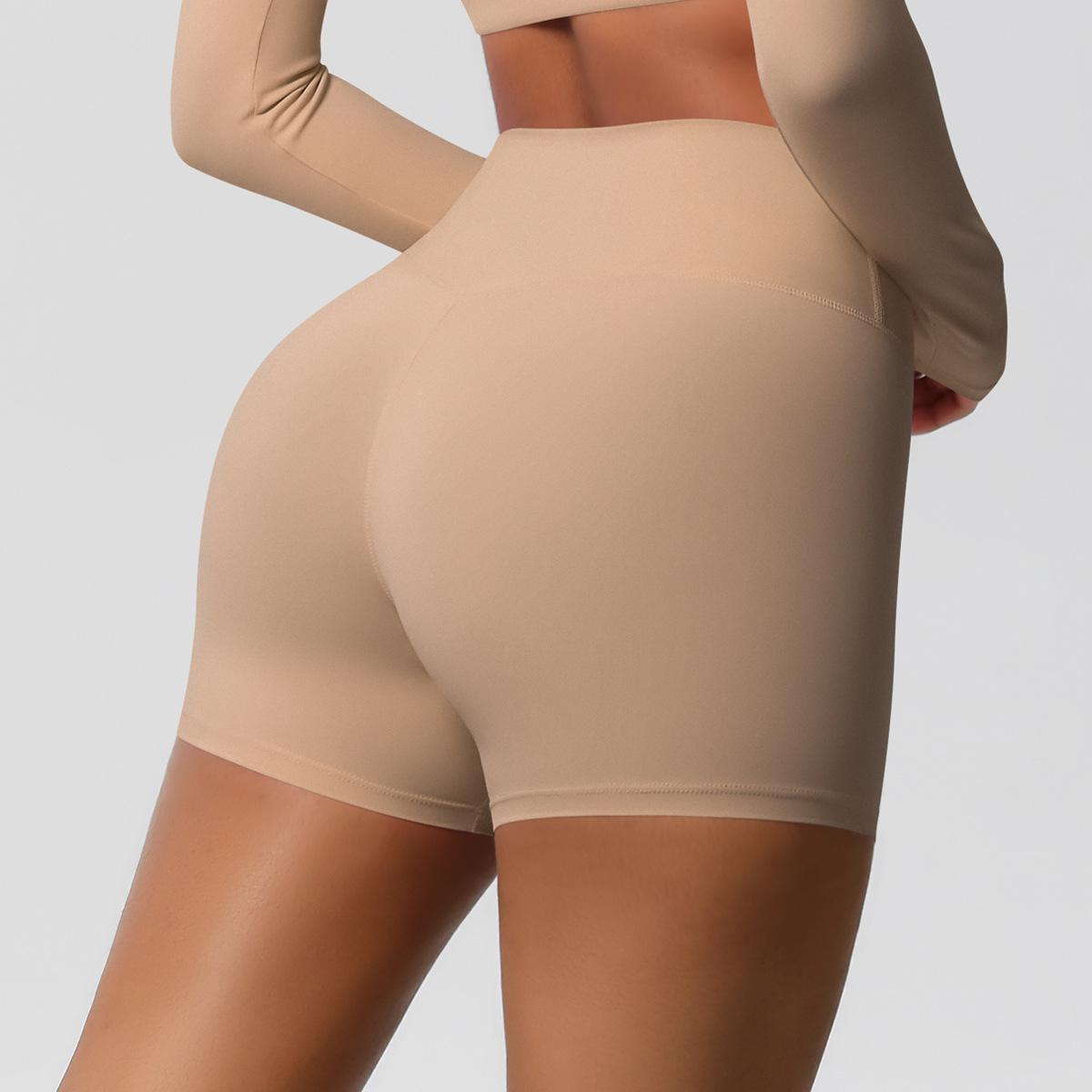 

Шорты для йоги нюдового цвета с высокой талией, персиковые шорты для подтяжки бедер и утягивания живота, быстросохнущие, дышащие шорты для бега и фитнеса для женщин XL